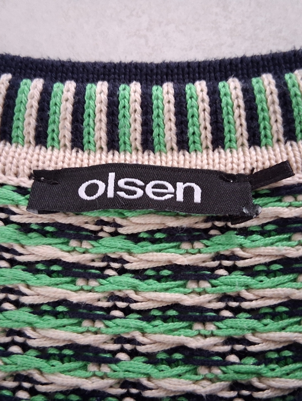 Olsen/ Henny/ Green, Navy, Cream, Knit Zip Cardigan/ Pocketed/ Size US S - Picture 8 of 14